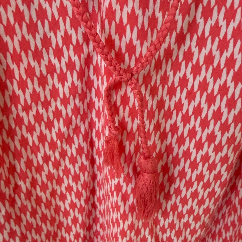 Stylus Dubarry Coral White Tassel Tie Sleeveless Rayon Blouse - Picture 4 of 6